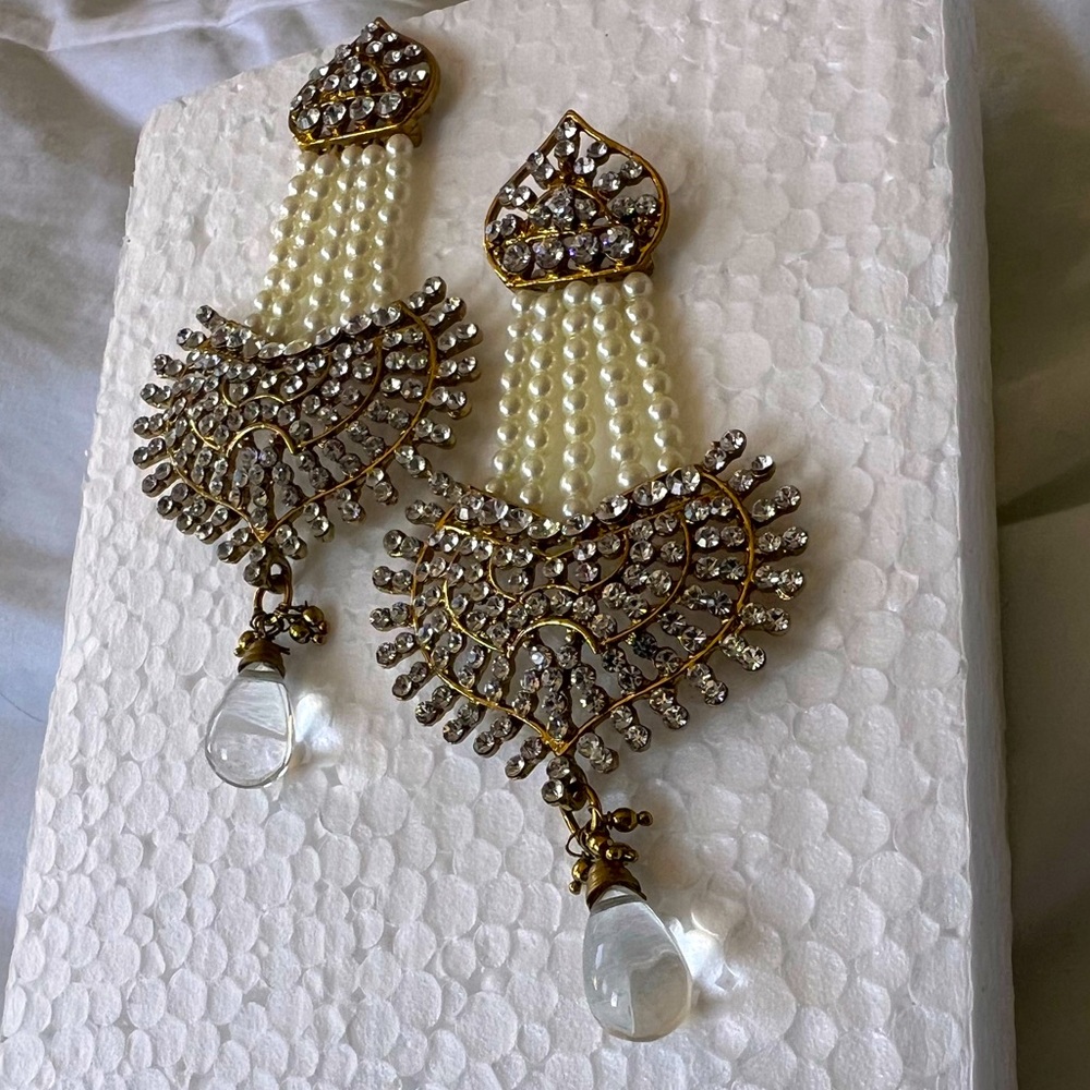 Elegant Gold and Silver Pearl Earrings